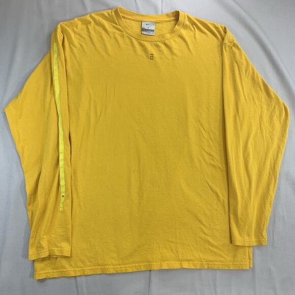 Vintage Y2K Nike Mini Center Swoosh Long Sleeve Shirt Size XL Yellow - Picture 1 of 16
